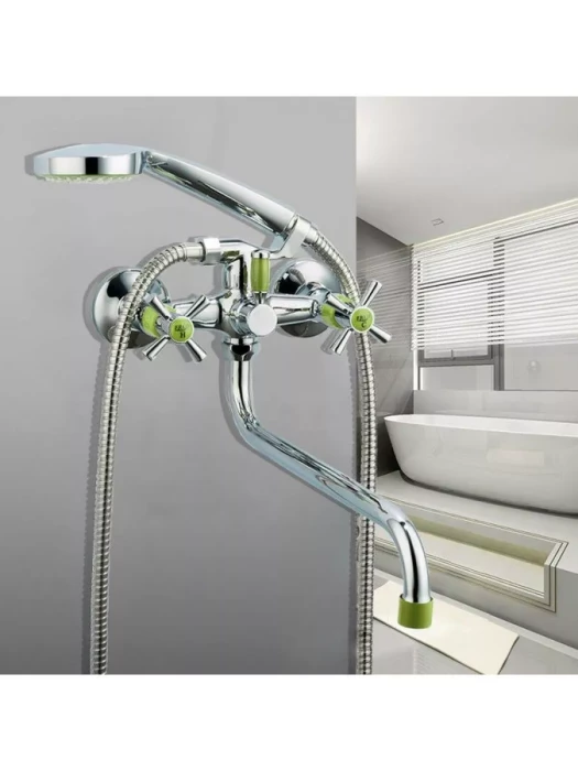 Смеситель Frud R22118-6, для ванны, с душевой лейкой, вентильный, зеленый