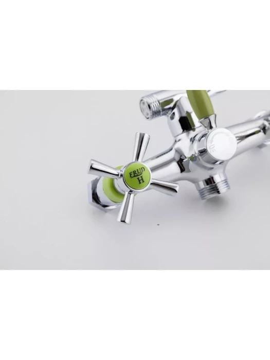 Смеситель Frud R22118-6, для ванны, с душевой лейкой, вентильный, зеленый