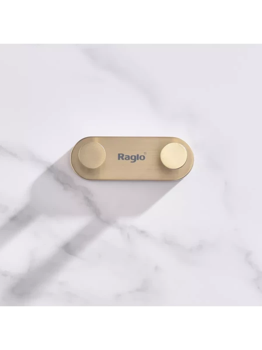 Крючок двойной Raglo R300.052.03, настенное крепление, сатиновое золото