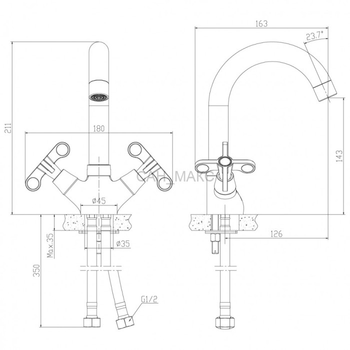 Смеситель для раковины Rossinka RS42 (RS42-62)