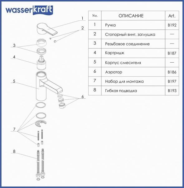 Смеситель для раковины Wasserkraft 3704