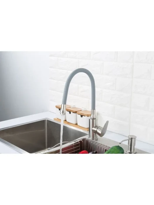 Смеситель для кухни Frap F4448, поворотный излив, однорычажный, сатин