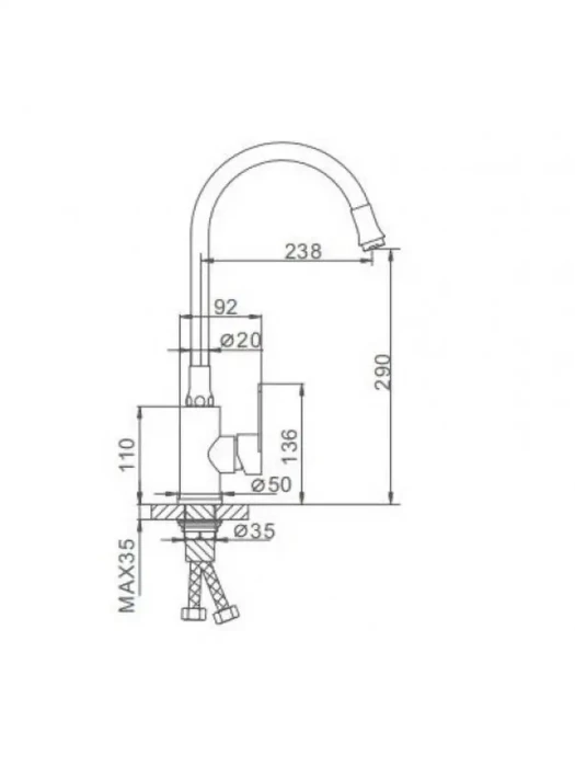 Смеситель для кухни Frap F4448, поворотный излив, однорычажный, сатин