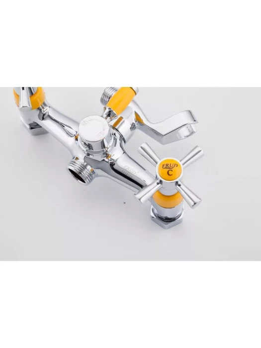 Смеситель Frud R22118-9, для ванны, с душевой лейкой, вентильный, оранжевый