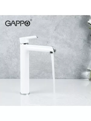 Смеситель Gappo G1003-18, латунь, однорычажный, хромированный, белый