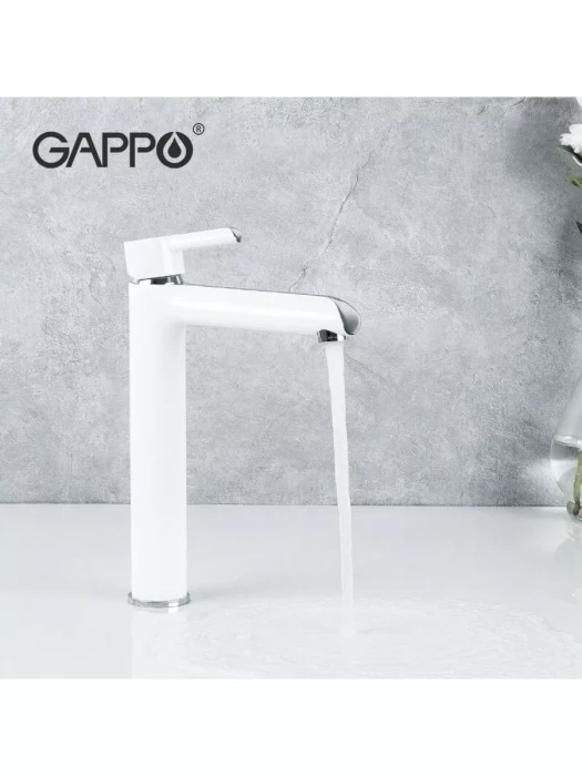 Смеситель Gappo G1003-18, латунь, однорычажный, хромированный, белый