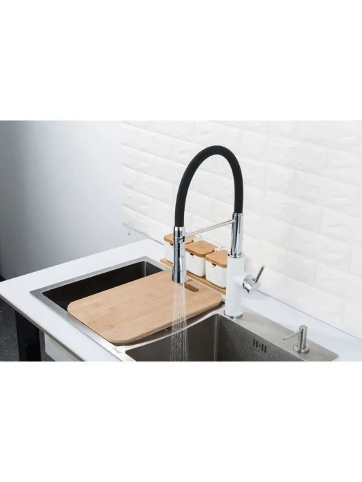 Смеситель Frap F4452-8, для кухни, душевая насадка, белый/хром