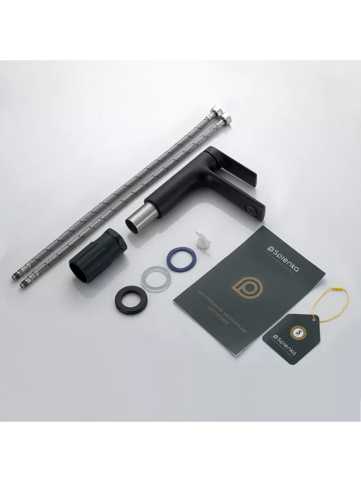 Смеситель Splenka S50.10.06, для раковины, латунь, черный, поворотный, аэратор