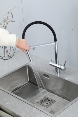 Смеситель для кухни с подключением фильтра питьевой воды G97 Gappo G4397-80 чёрный/хром