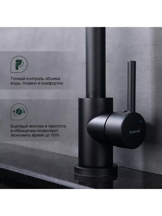 Смеситель Splenka S201.40.06, латунный, черный, поворотный излив