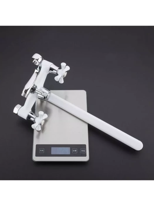 Смеситель для ванны Frud R22332 с душевой лейкой, двухвентильный, белый/хром