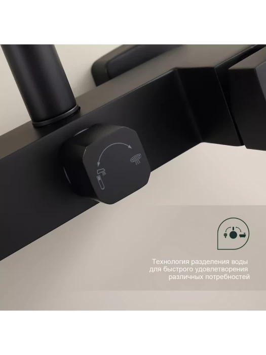 Душевая система для ванны Splenka S224.24.06, нержавеющая сталь чёрная
