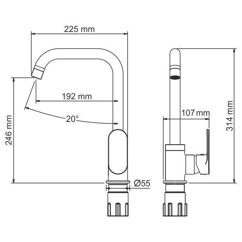 Смеситель для кухни Wasserkraft Elbe A7407
