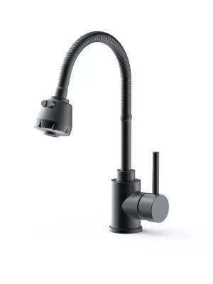 Смеситель кухонный Frap F40993-6, гибкая подводка, 2 режима, черный