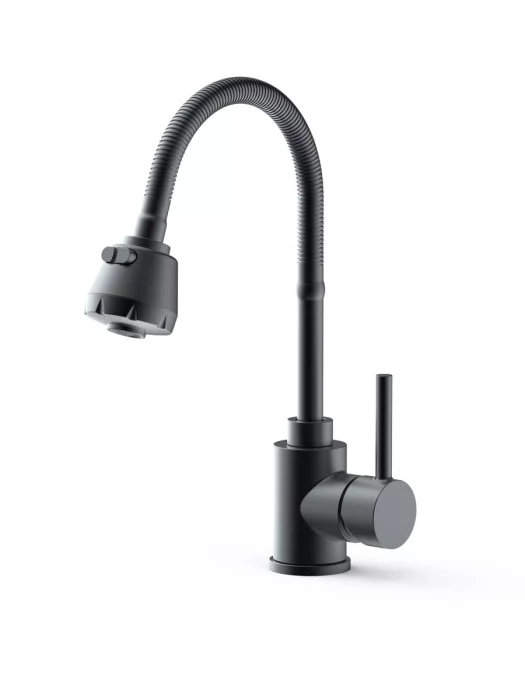 Смеситель кухонный Frap F40993-6, гибкая подводка, 2 режима, черный
