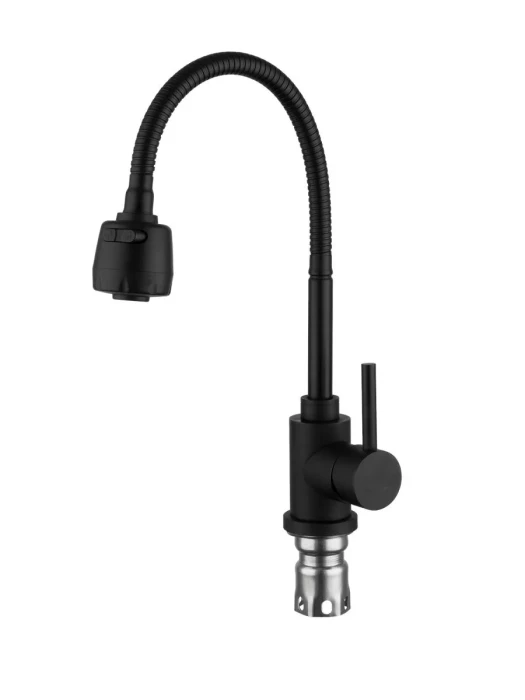 Смеситель кухонный Frap F40993-6, гибкая подводка, 2 режима, черный