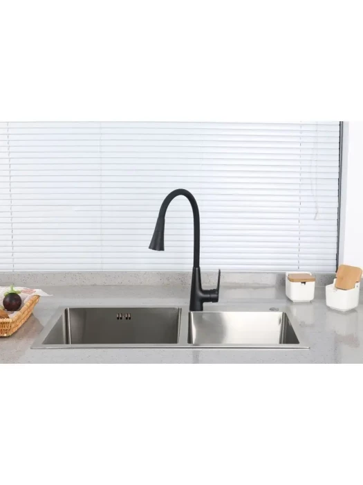 Смеситель для кухни Frap F4471-6, PVD покрытие, гибкий излив, черный