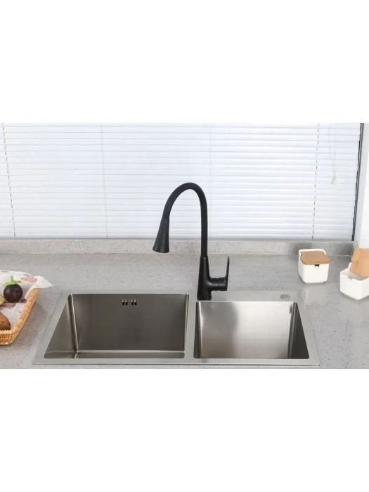 Смеситель для кухни Frap F4471-6, PVD покрытие, гибкий излив, черный