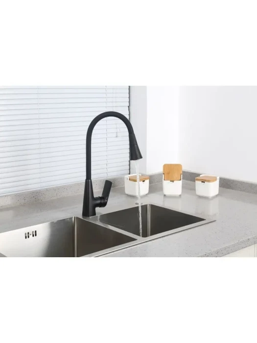 Смеситель для кухни Frap F4471-6, PVD покрытие, гибкий излив, черный