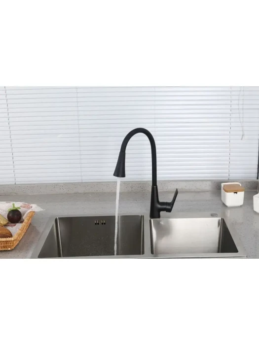 Смеситель для кухни Frap F4471-6, PVD покрытие, гибкий излив, черный