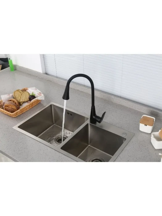 Смеситель для кухни Frap F4471-6, PVD покрытие, гибкий излив, черный