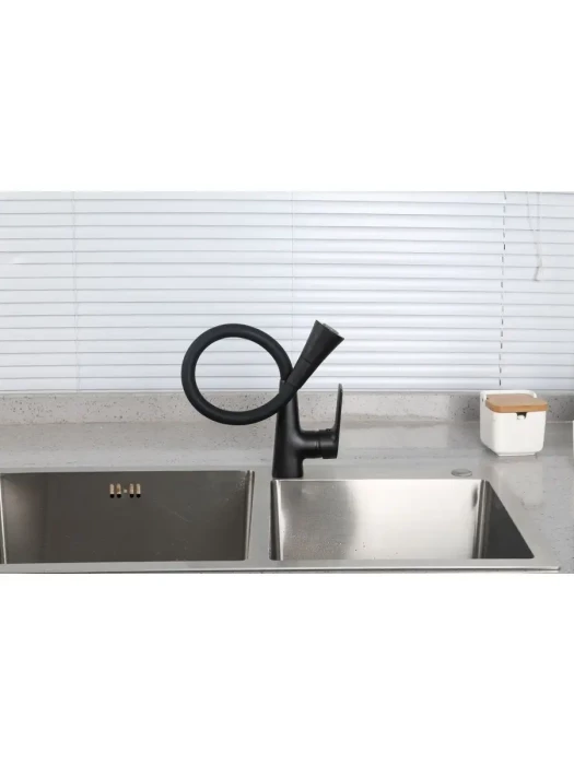 Смеситель для кухни Frap F4471-6, PVD покрытие, гибкий излив, черный