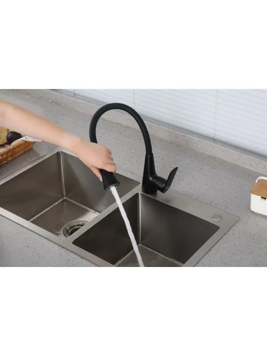 Смеситель для кухни Frap F4471-6, PVD покрытие, гибкий излив, черный