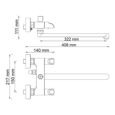 Смеситель для ванны Wasserkraft 1202L