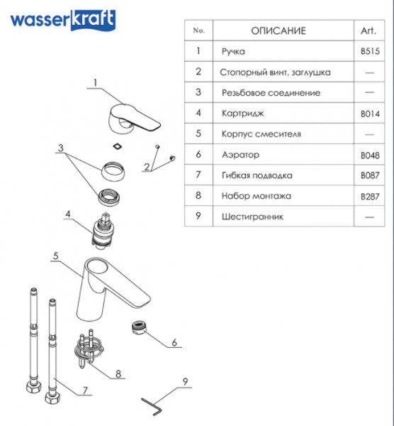 Смеситель для раковины Wasserkraft 4503