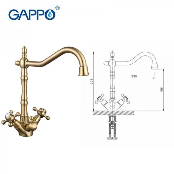 Смеситель для кухни с подключением к фильтру Gappo G4398-3