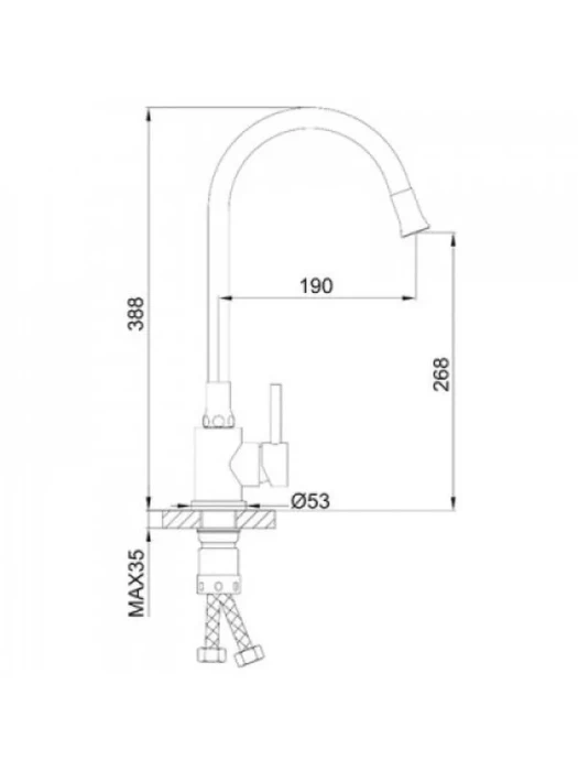 Смеситель для кухни с гибким изливом Frap F40994-6, матовый черный