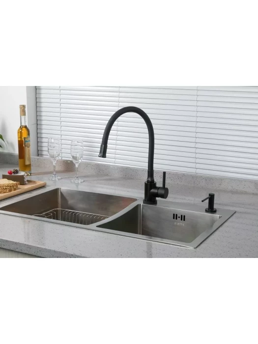Смеситель для кухни с гибким изливом Frap F40994-6, матовый черный