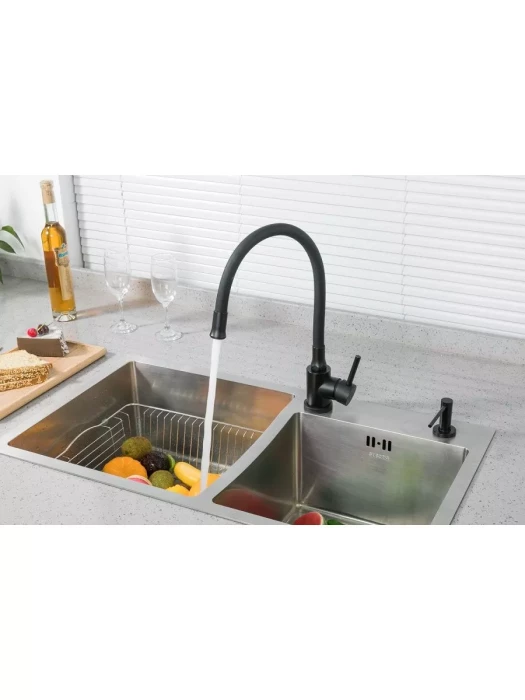 Смеситель для кухни с гибким изливом Frap F40994-6, матовый черный