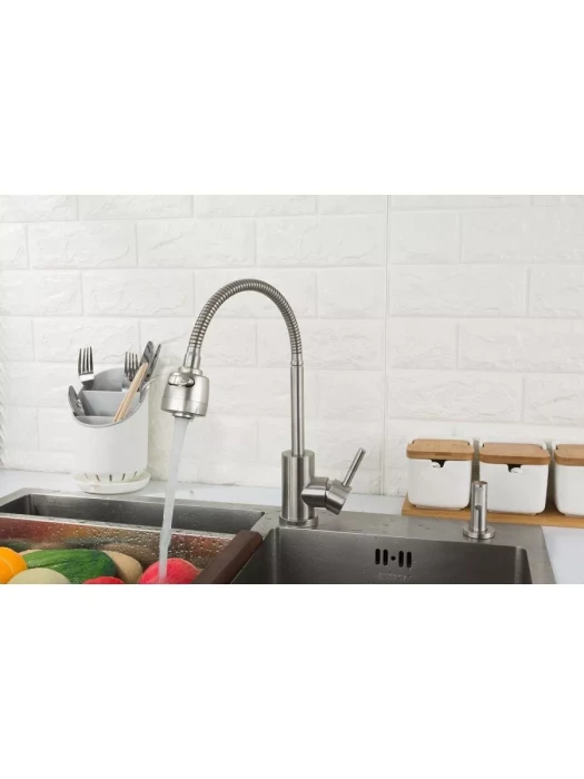 Смеситель Frap F44899-1, для кухни, с гибким изливом, душевая насадка, сатин
