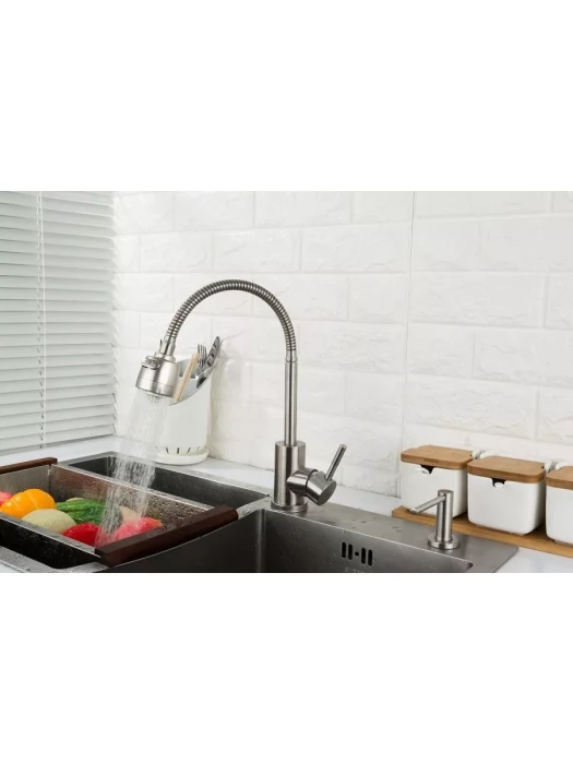 Смеситель Frap F44899-1, для кухни, с гибким изливом, душевая насадка, сатин