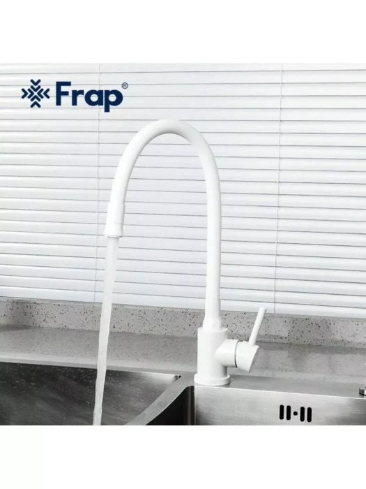 Смеситель для кухни Frap F40994-8, однорычажный, поворотный излив, белый