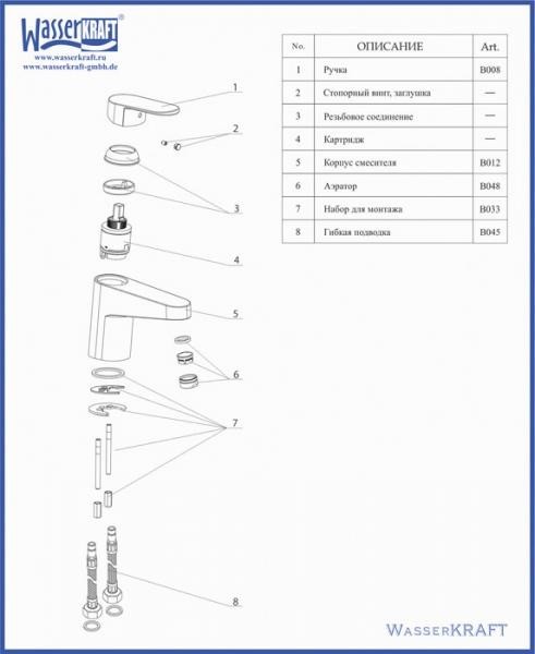Смеситель для раковины Wasserkraft 5303