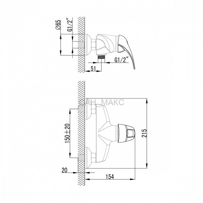 Смеситель для душа IDDIS Carlow шланг лейка держатель (CQ33068CK)