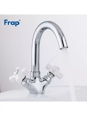 Смеситель для раковины Frap F1318, поворотный излив, двухвентильный, хром