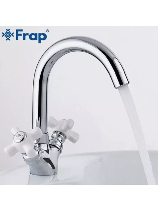 Смеситель для раковины Frap F1318, поворотный излив, двухвентильный, хром