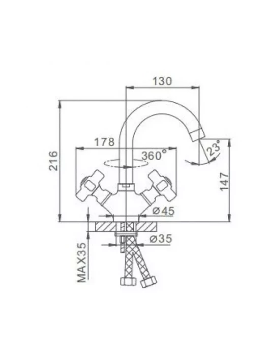 Смеситель для раковины Frap F1318, поворотный излив, двухвентильный, хром