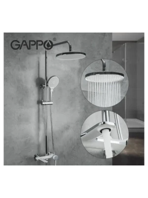 Душевая система Gappo G2403-8 настенная, латунь, белый, хром