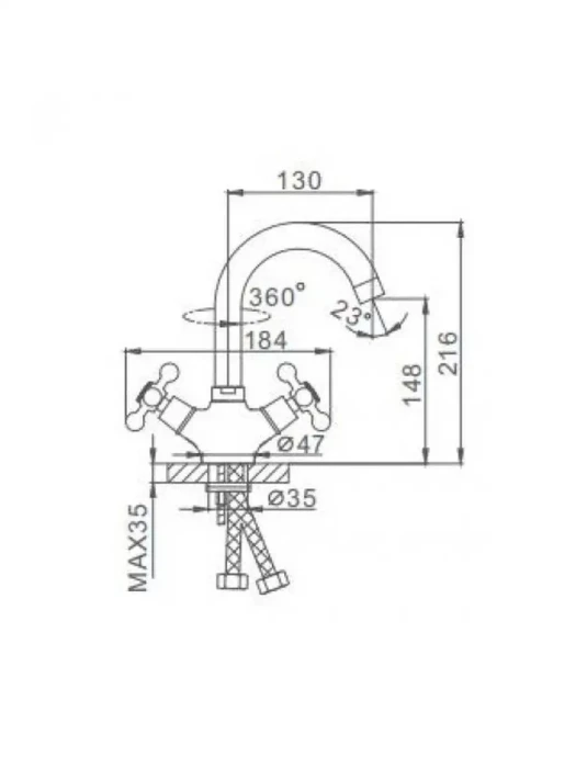 Смеситель для раковины Frap F1319, поворотный излив, двухвентильный, хром