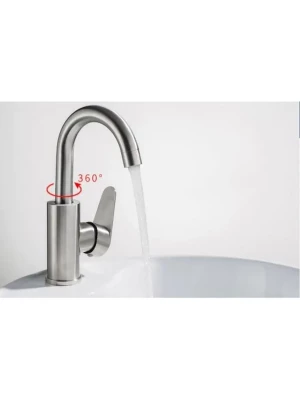 Смеситель Frap F1348, для раковины, поворотный излив, нержавеющая сталь