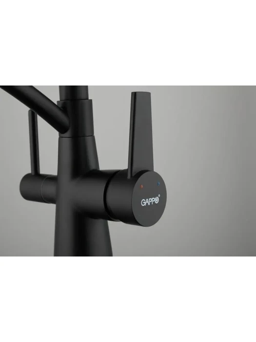 Кран для кухни Gappo G4398-16 с фильтром, однорычажный, латунь, черный