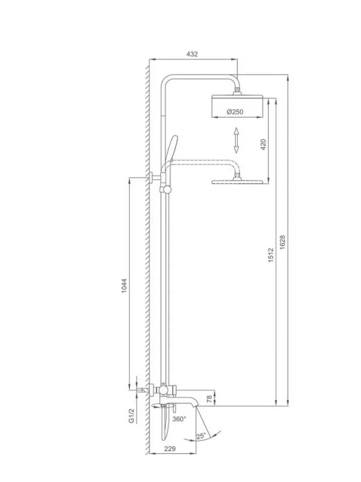Душевая система Gappo G06 G2406-6, PVD покрытие, латунь в черном цвете