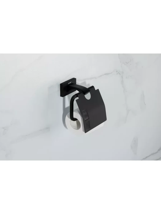 Держатель Gappo G0703-6 для туалетной бумаги, латунь, с крышкой, чёрный