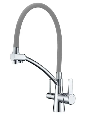 Смеситель для кухни с фильтром Gappo G4398-17, серый хром, 360°