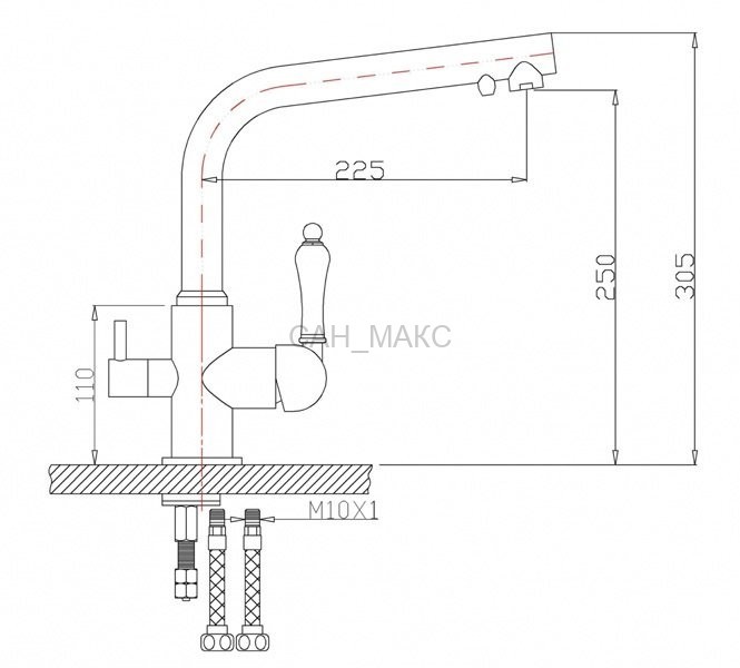 Смеситель для кухни под фильтр ZORG SANITARY (ZR 313 YF-50 BR)