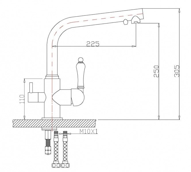 Смеситель для кухни под фильтр ZORG SANITARY (ZR 313 YF-50 BR)